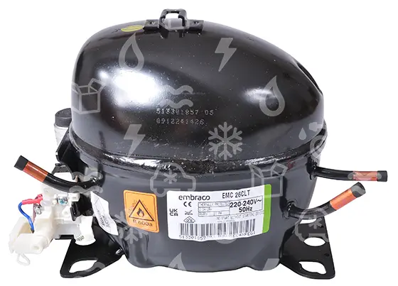 kompresor Embraco EMC26CLT, LBP - R600a, 220 - 240V/1/50Hz, výtlak: 5,19 cm3